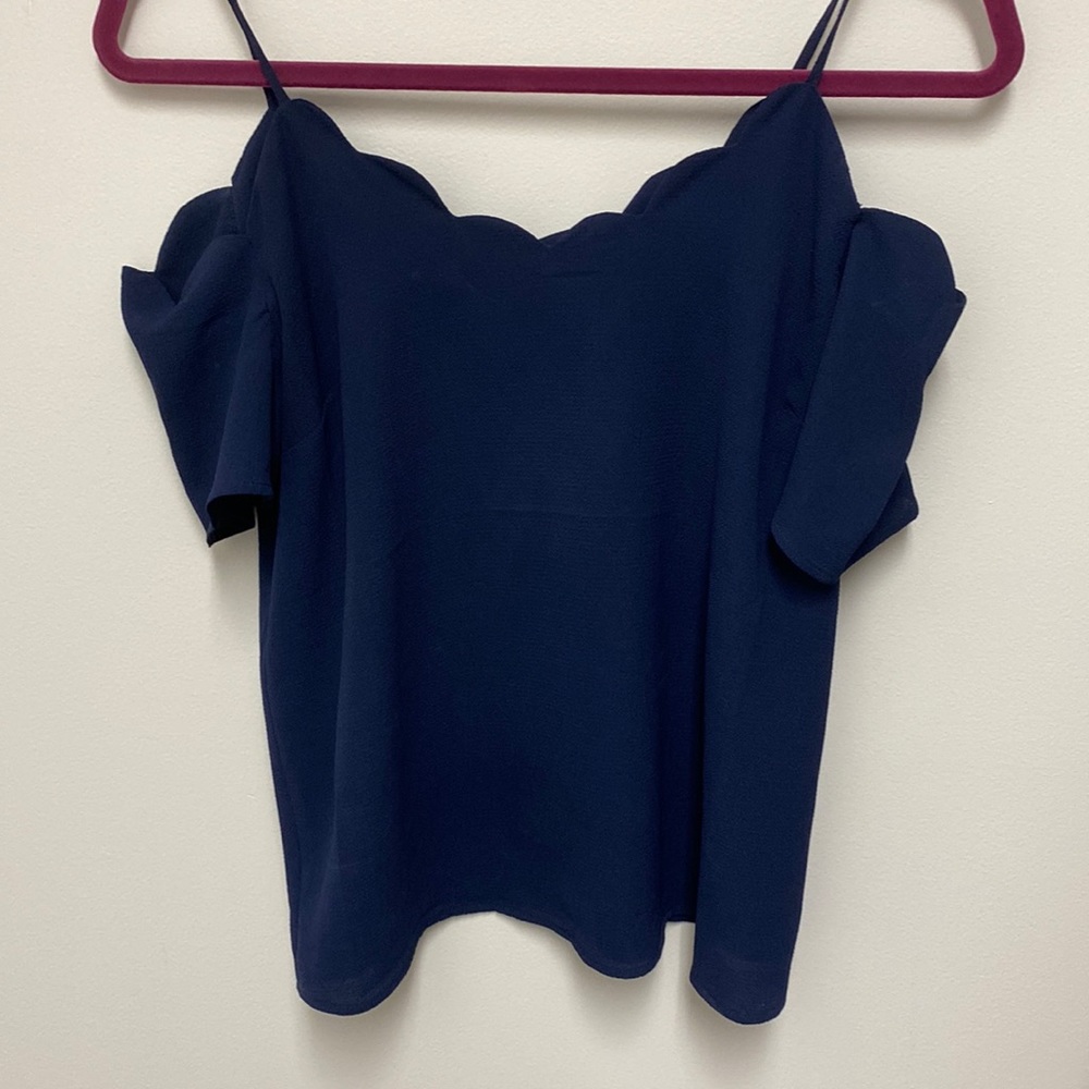 Navy Scallop Top